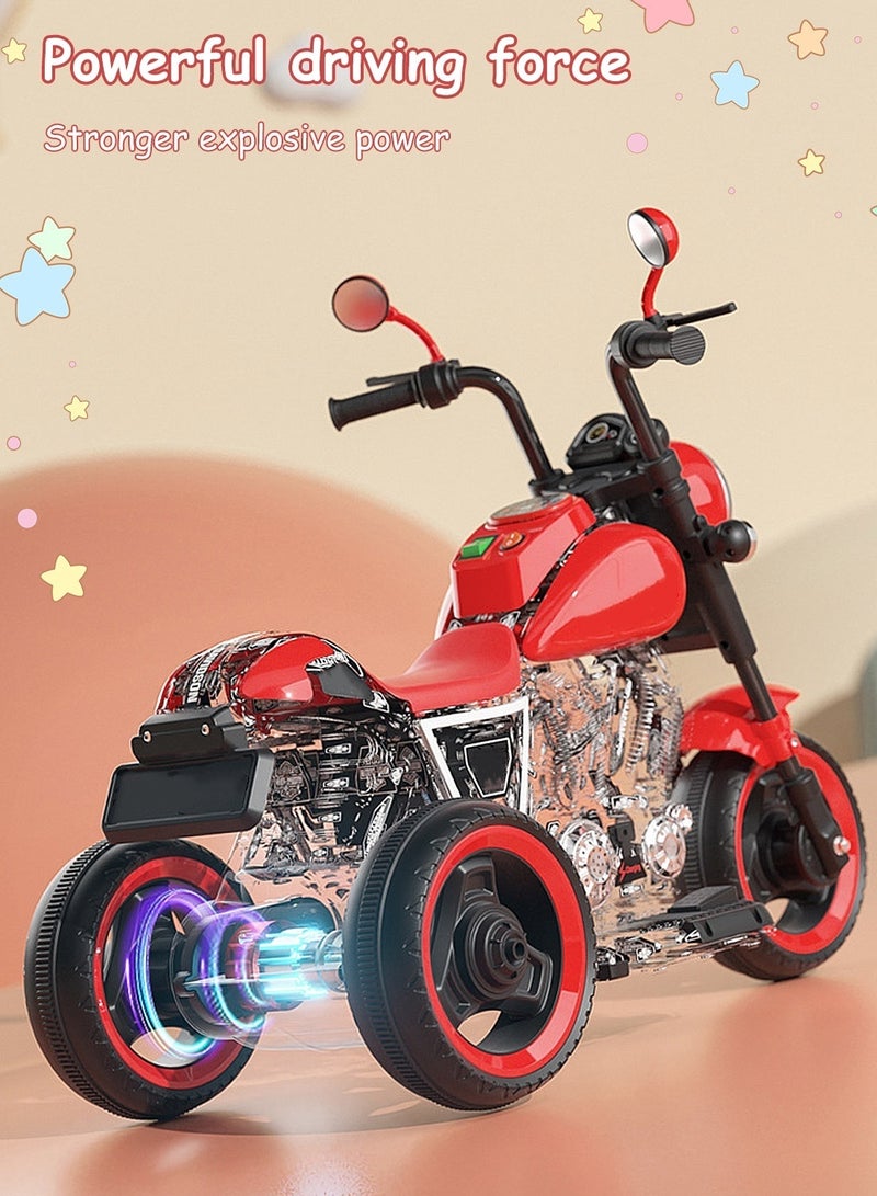 ما بيبي دراجة نارية للأطفال، بطارية 6 فولت تعمل بمحرك مزدوج، سيارة كهربائية للأطفال مع أضواء LED والموسيقى، مع مصابيح أمامية وتخزين للأطفال 3 سنوات + الأولاد والبنات - Image 2