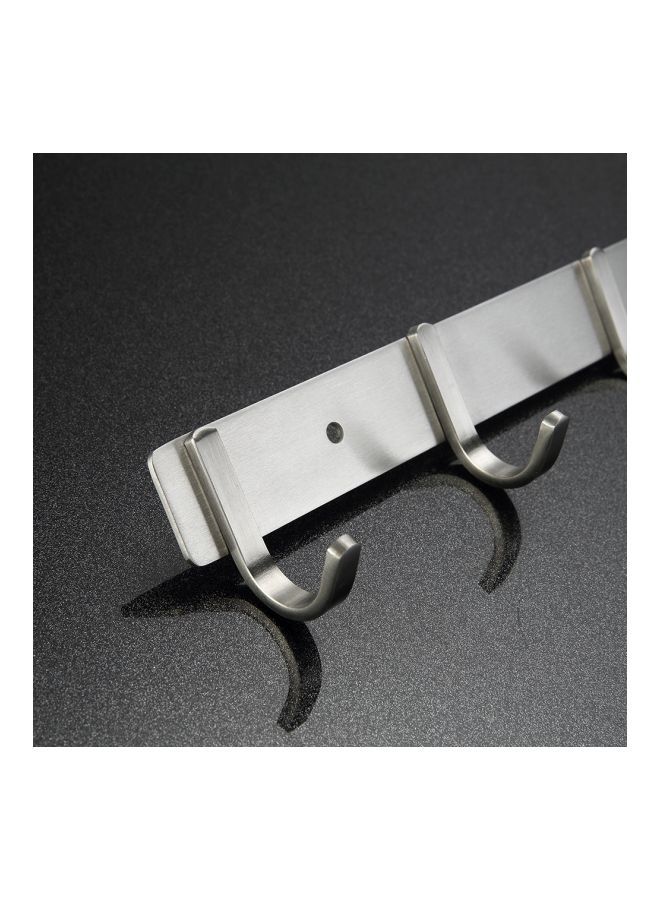 NIBEMINENT 6-Piece Stainless Steel Towel Hook With Rail Set Silver 42.5x5.2x3.8centimeter - Image 4