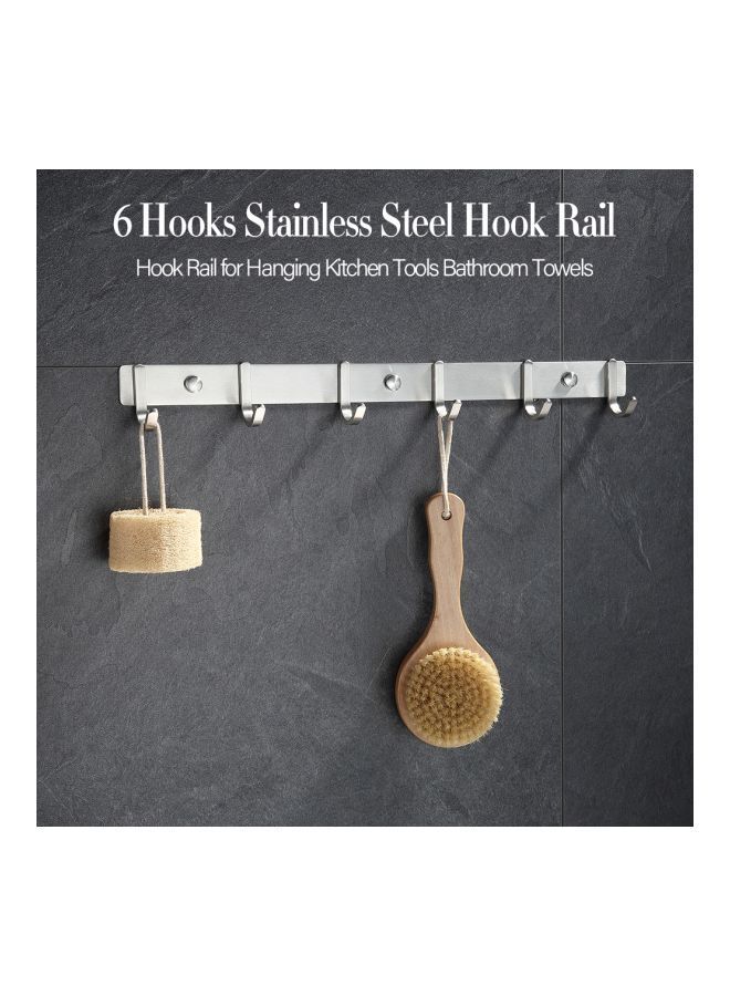 NIBEMINENT 6-Piece Stainless Steel Towel Hook With Rail Set Silver 42.5x5.2x3.8centimeter - Image 5