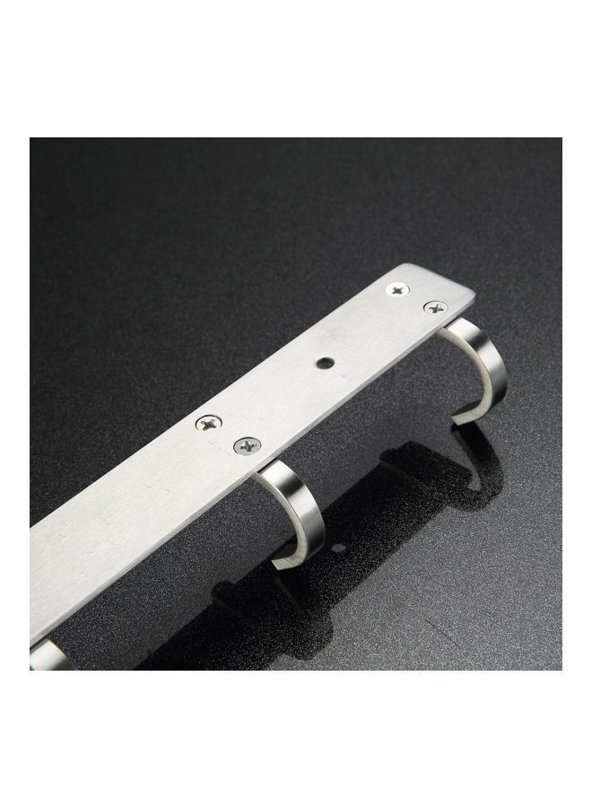 NIBEMINENT 6-Piece Stainless Steel Towel Hook With Rail Set Silver 42.5x5.2x3.8centimeter - Image 3