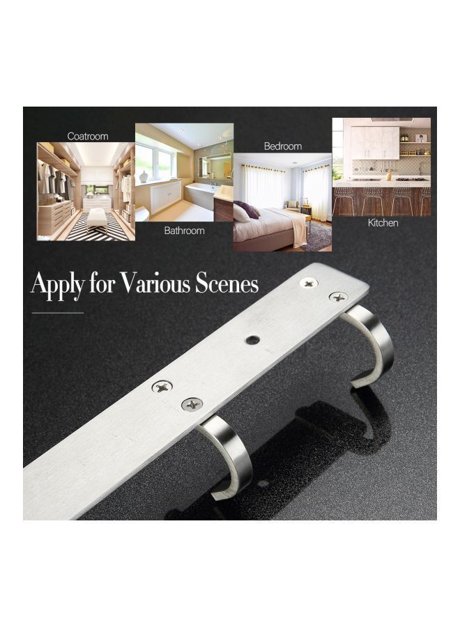 NIBEMINENT 6-Piece Stainless Steel Towel Hook With Rail Set Silver 42.5x5.2x3.8centimeter - Image 2