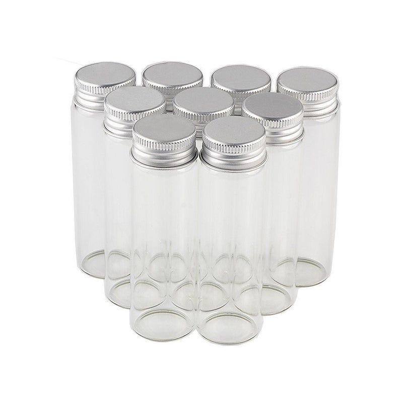50ml Empty Seal Jars Glass Bottle with Aluminium Silver Color Screw Cap Sealed liquid Food Gift Container 12units 12 50MLLUcap