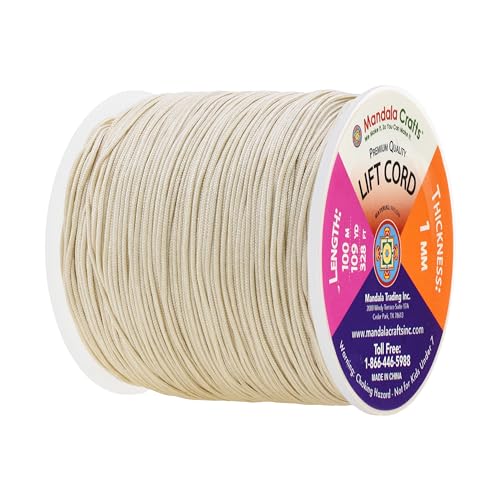 Mandala Crafts 1mm Egg Shell Blind Strings Lift Shade Cord - 109 Yards Braided Nylon Cord for Roman Shades, Curtain String, and Blinds Repair or Replacement - Image 2