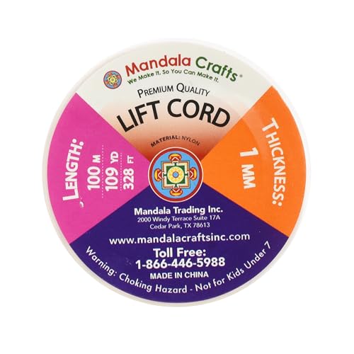 Mandala Crafts 1mm Egg Shell Blind Strings Lift Shade Cord - 109 Yards Braided Nylon Cord for Roman Shades, Curtain String, and Blinds Repair or Replacement - Image 3