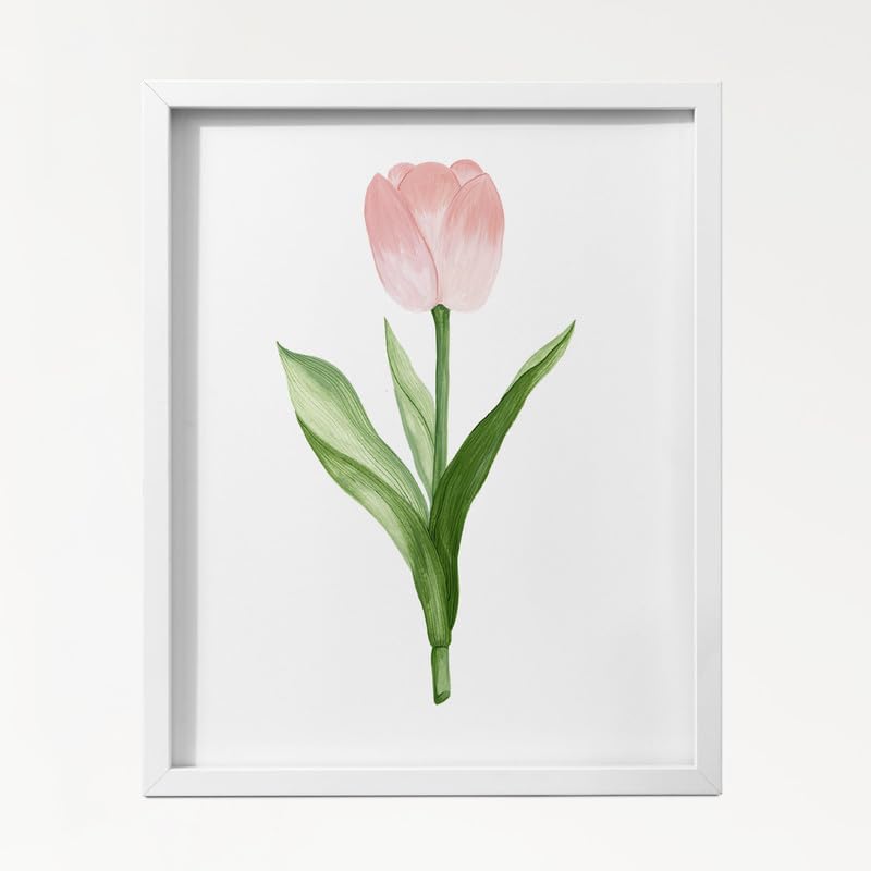 The Spring Palette (TSP) The Spring Palette Tulip Botanical Wall Painting Modern Art Painting for Living Room Bed Room and Office 11 x 14 inches Natural Frame 