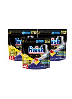 Lemon Sparkle Powerball Quantum Ultimate Dishwasher Detergent 32 Tablets Pack of 3 Multicolour