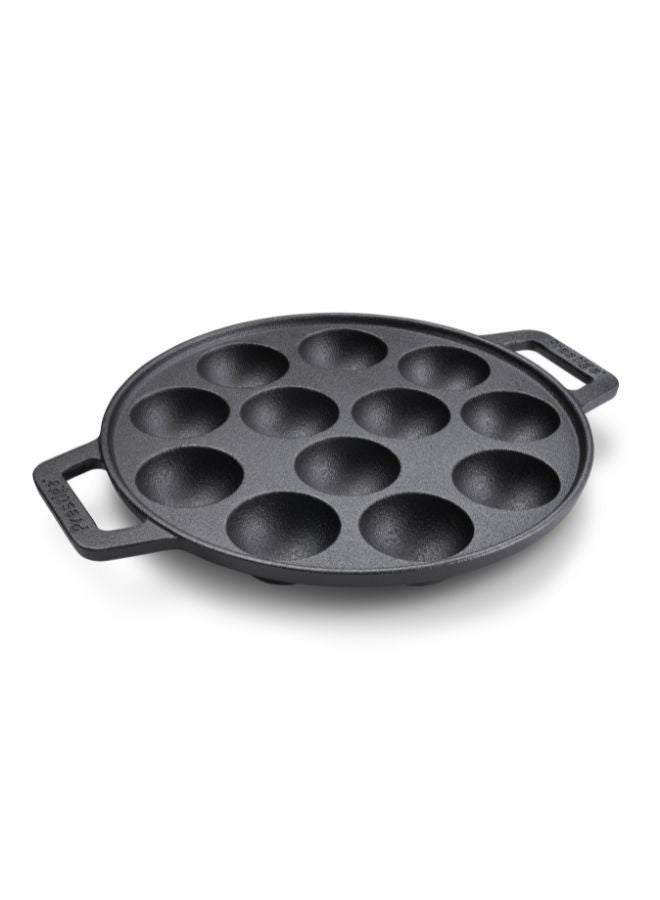 Prestige Prestige Cast Iron Appam Pan 26 CM | Duel Handle Appam Pan | Pre Seasoned Induction Cookware Black - PR48908  - Image 1