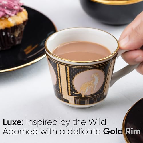 Shay Ceramic Tea Cups Set of 6, Luxe,180ml | Tea Cup Set of 6 | Glossy Finish | Premium Porcelain | Tea Set | Ceramic Tea Cup | Small Cups for Tea (The Step Tea Cups - Luxe) Multicolour - Image 2