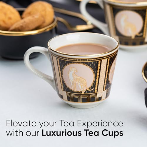 Shay Ceramic Tea Cups Set of 6, Luxe,180ml | Tea Cup Set of 6 | Glossy Finish | Premium Porcelain | Tea Set | Ceramic Tea Cup | Small Cups for Tea (The Step Tea Cups - Luxe) Multicolour - Image 5