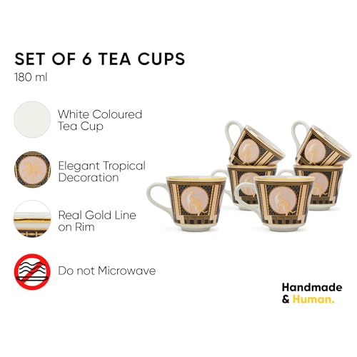 Shay Ceramic Tea Cups Set of 6, Luxe,180ml | Tea Cup Set of 6 | Glossy Finish | Premium Porcelain | Tea Set | Ceramic Tea Cup | Small Cups for Tea (The Step Tea Cups - Luxe) Multicolour - Image 3