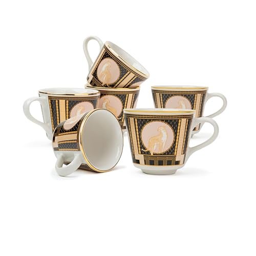 Shay Ceramic Tea Cups Set of 6, Luxe,180ml | Tea Cup Set of 6 | Glossy Finish | Premium Porcelain | Tea Set | Ceramic Tea Cup | Small Cups for Tea (The Step Tea Cups - Luxe) Multicolour - Image 1