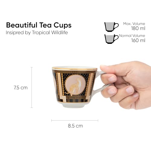 Shay Ceramic Tea Cups Set of 6, Luxe,180ml | Tea Cup Set of 6 | Glossy Finish | Premium Porcelain | Tea Set | Ceramic Tea Cup | Small Cups for Tea (The Step Tea Cups - Luxe) Multicolour - Image 4