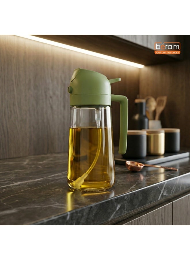 بيرام رشاش زيت الزيتون بيرام للطبخ – بخاخ زيت غذائي قابل لإعادة التعبئة، موزّع زيت للمطبخ والسلطات والقلاية الهوائية والشواء والخبز والقلي والتحمير، مانع للتسريب، مناسب للاستخدام المنزلي، باللون الأخضر - Image 5