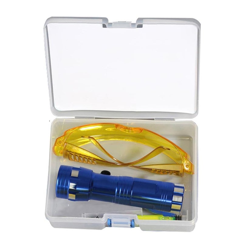 Leak Detector Kit, Fluorescent Protective Glasses Air Conditioning Accurate Leak Detector Kit Tools, Car Accessories Replacement Easy to Use Eco Friendly UV Dye(Random)