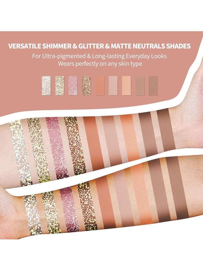 Excefore 9 Colors Eye Shadow Makeup Pallet Matte Glitter Shimmer Eyeshadow Makeup Naturing-Looking High Pigment Waterproof Eye Shadow Palette Makeup Travel Size - Image 5