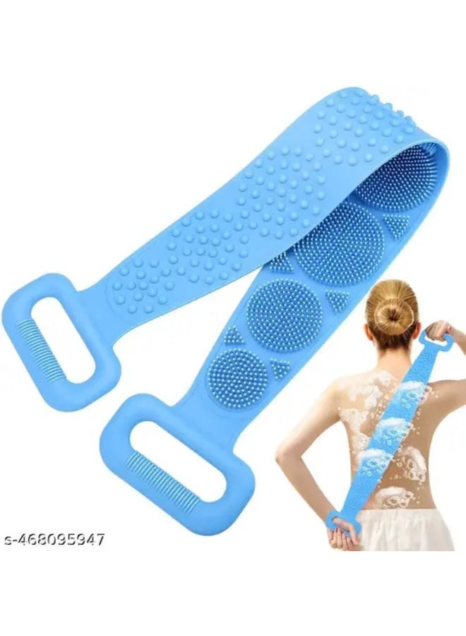 Lichee Silicone Body Back Scrubber Double Side Bathing Brush for Skin Deep Cleaning Massage, Dead Skin Removal Exfoliating Belt for Shower, Easy to Clean (BODY BACK BELT SCRUBBER) 1PCS MAY VERY COLOR - Image 3