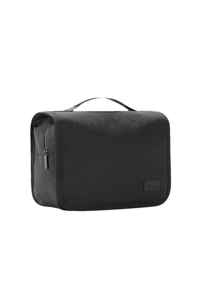 بابونا حقيبة مكياج محمولة سوداء بسعة كبيرة Portable Makeup Bag Black حقيبة مستحضرات تجميل للسفر مقاومة للماء منظم مكياج متعدد الجيوب للنساء - Image 3