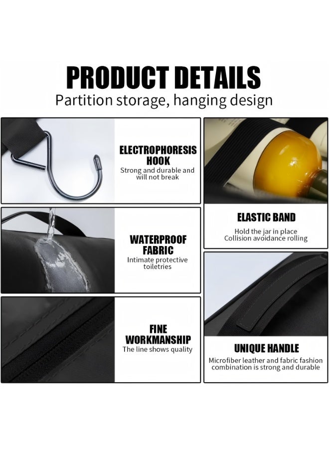 BABONA Waterproof Hanging Toiletry Kit Bag Extra Large Capacity Travel Organizer Bags for Men and Women Durable Waterproof Nylon Makeup Bag for Toiletries,Cosmetics, Brushes (Black) - Image 3