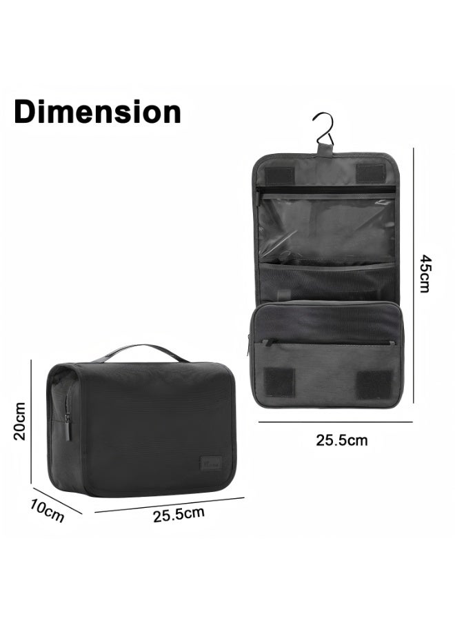 BABONA Waterproof Hanging Toiletry Kit Bag Extra Large Capacity Travel Organizer Bags for Men and Women Durable Waterproof Nylon Makeup Bag for Toiletries,Cosmetics, Brushes (Black) - Image 2