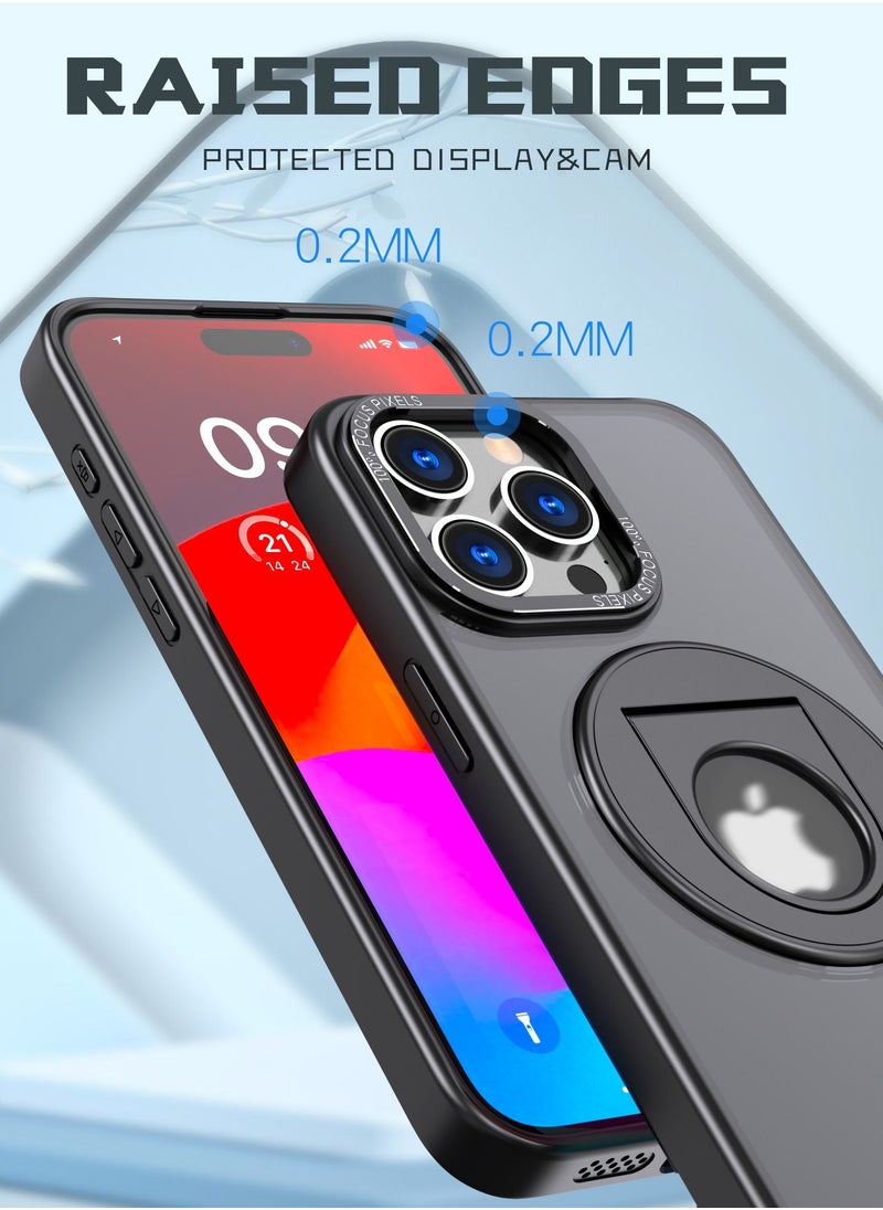 Color Fans - Magnetic Suction Phone Case for Apple iPhone 15 Pro Max with Ring Bracket Shell Black - Image 1