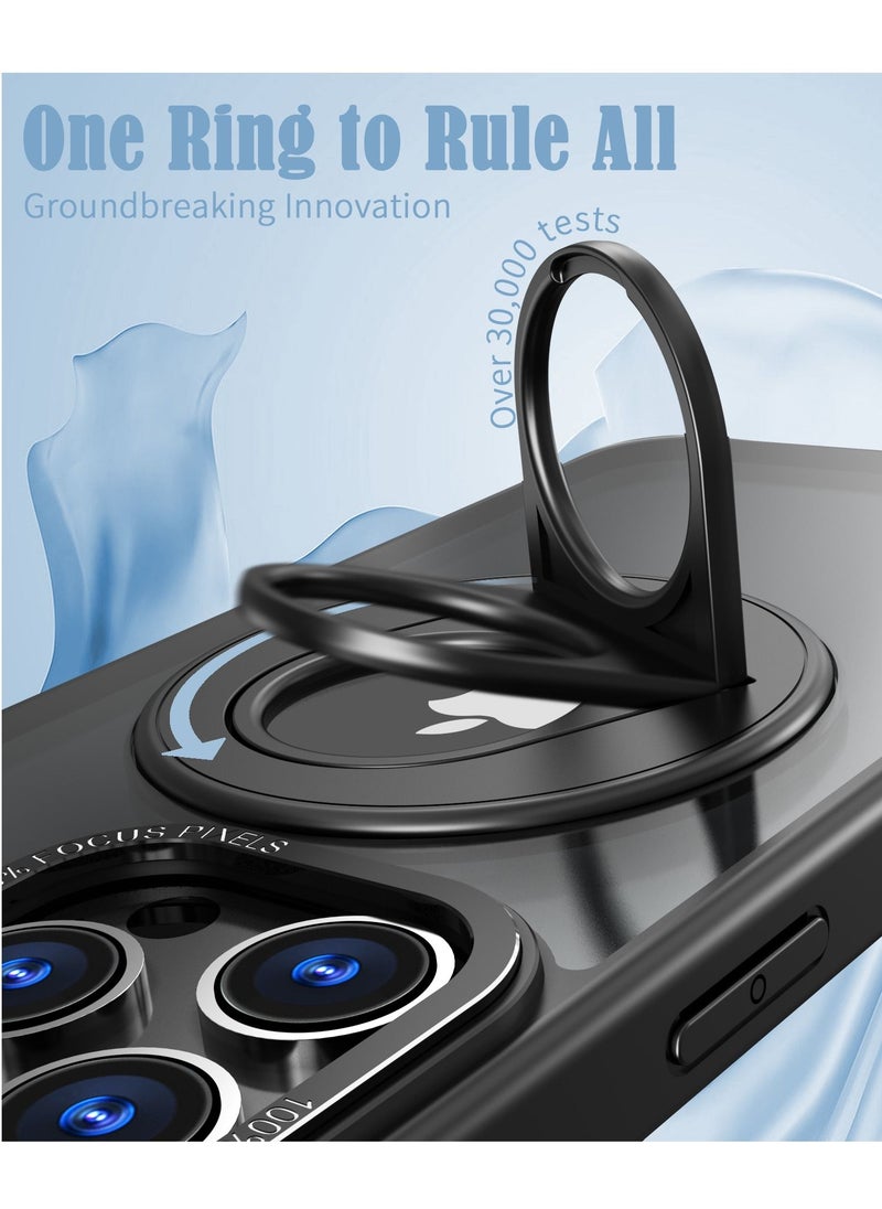 Color Fans - Magnetic Suction Phone Case for Apple iPhone 15 Pro Max with Ring Bracket Shell Black - Image 1