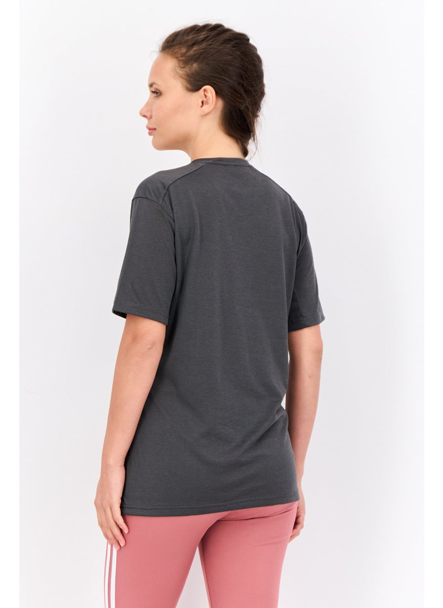 Adidas Women Sportswear Fit Short Sleeves Training Top, Charcoal Grey  - Image 3
