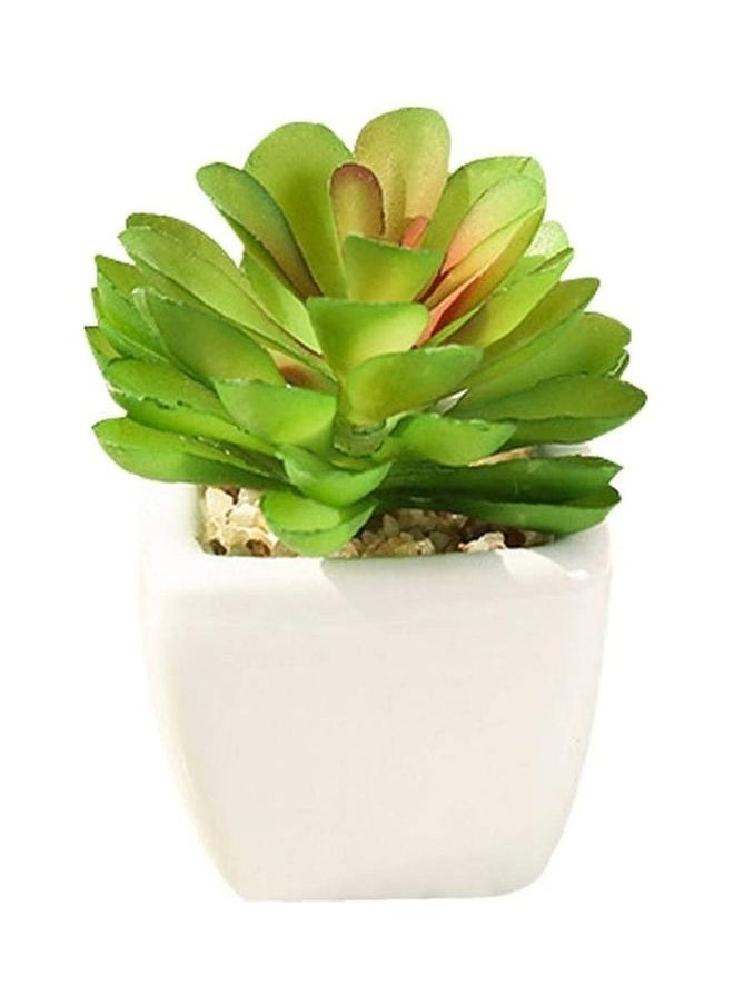 NIBEMINENT Artificial Succulent Plant With Pot Green/White 