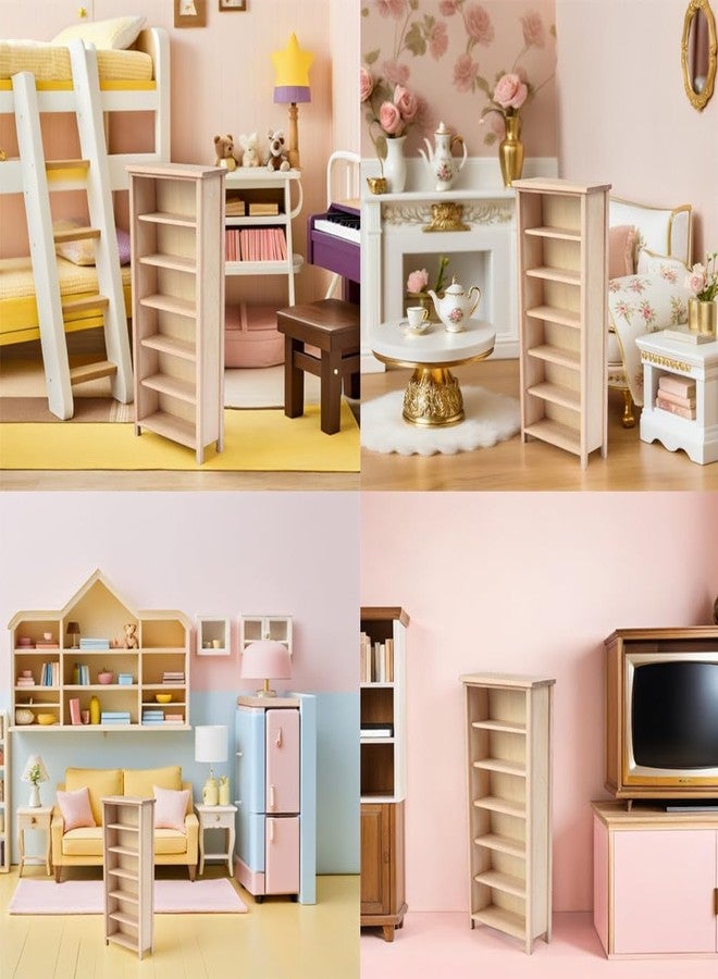 IMIKEYA Dollhouse Bookshelf: 1:12 Miniature Bookshelf Wooden Doll House Storage Cabinet Miniature Dollhouse Furniture Wooden Doll House Book Shelf Decoration Accessories for Home Bedroom - Image 2