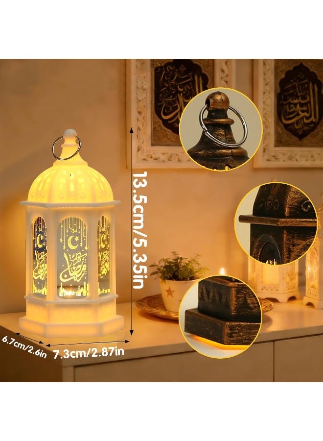 فانوس رمضان LED مزخرف، تصميم قمر ونجوم مجوف، مع حلقة تعليق، مصباح مكتبي لديكور المنزل لعيد الفطر، ارتفاع 5.35 بوصة - Image 2