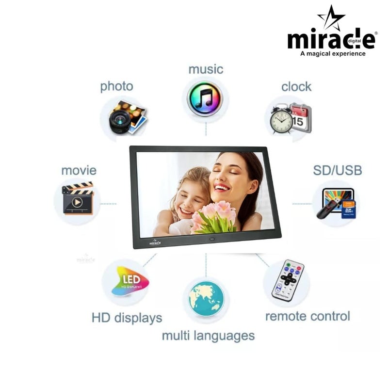 miracle digital 17 Inch HDMI Hi-def Digital Photo Frame,Reso 1280p*800p | Support SD Card,USB,Mini HDMI for Fast Transfer| Play Photos Slide Show,Video,Audio,Calendar | inBuilt 8GB Memory, 2GB RAM - Image 4