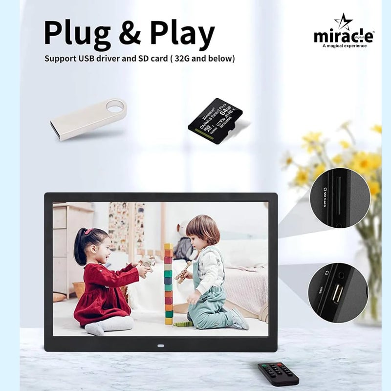 miracle digital 17 Inch HDMI Hi-def Digital Photo Frame,Reso 1280p*800p | Support SD Card,USB,Mini HDMI for Fast Transfer| Play Photos Slide Show,Video,Audio,Calendar | inBuilt 8GB Memory, 2GB RAM - Image 3
