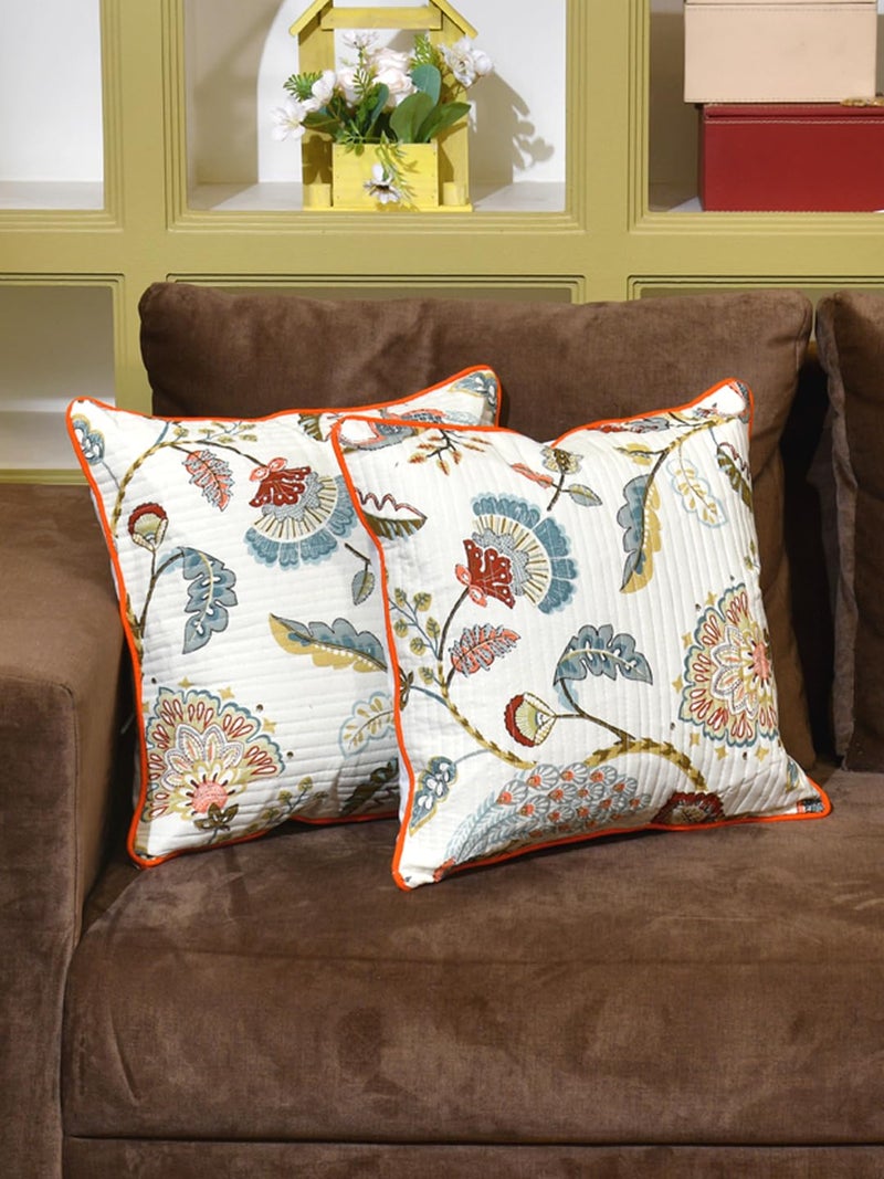 Clasiko Cotton Cushion Covers Set of 2; 18x18 Inches; Multicolor Peacock - Image 2