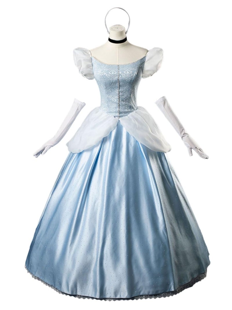 CosFantasy Deluxe Princess Dress Princess Cosplay Costume Blue Satin Ball Gown Prom Dresses Princess Costume Size M - Image 2