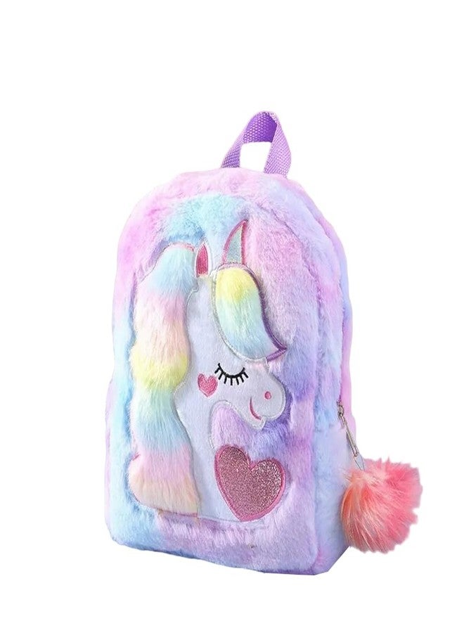 NIGHTSTAR Small Soft Plush Unicorn Backpack Animal Cartoon Toddler Bag Mini School Bags for Baby and Little Girls (1 Pc) (Purple) - Image 1