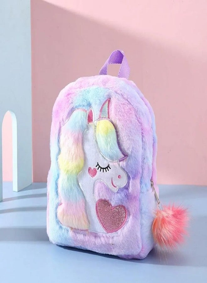 NIGHTSTAR Small Soft Plush Unicorn Backpack Animal Cartoon Toddler Bag Mini School Bags for Baby and Little Girls (1 Pc) (Purple) - Image 2