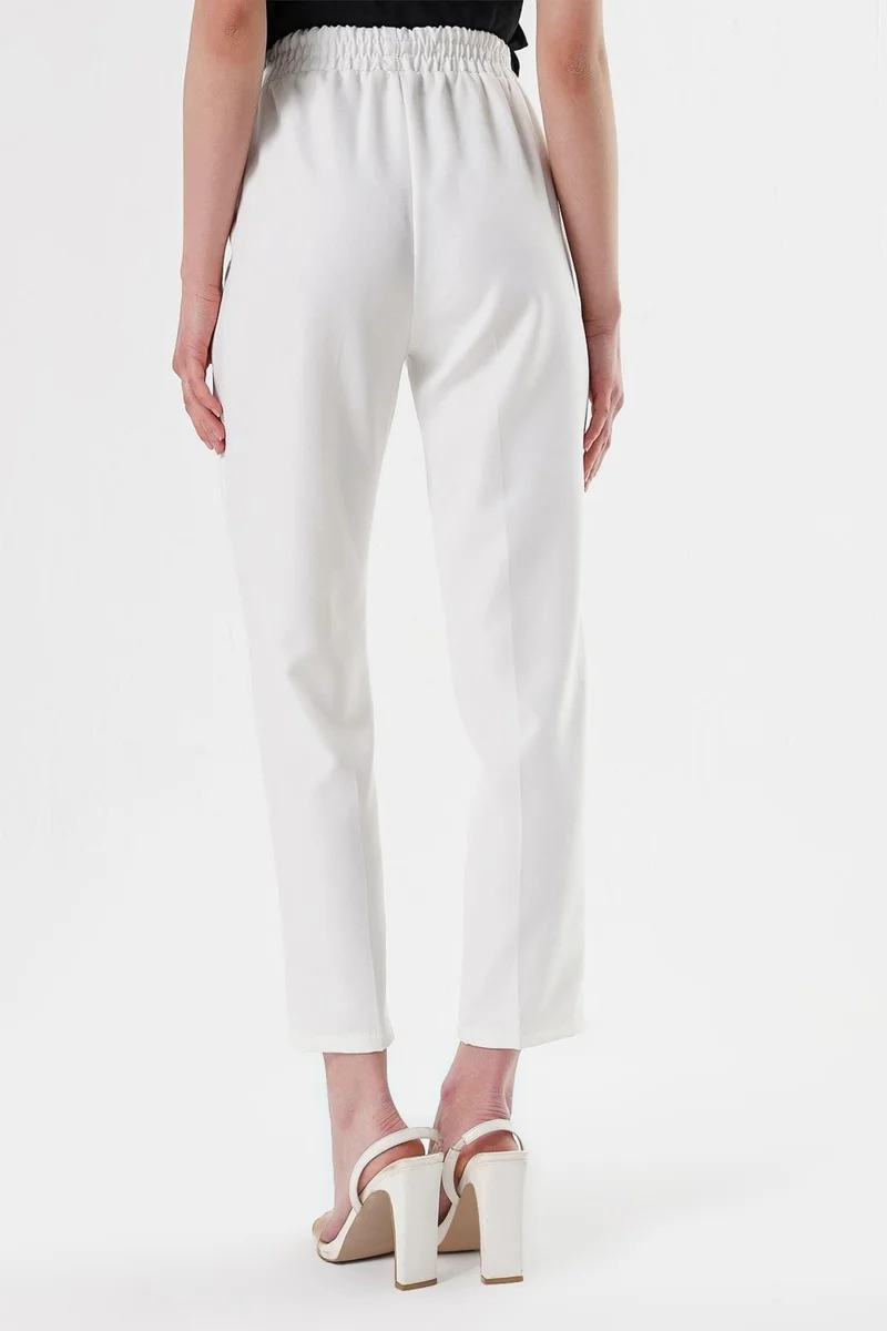 Butikburuc Women's Ecru Elastic Waist Jogger Pants