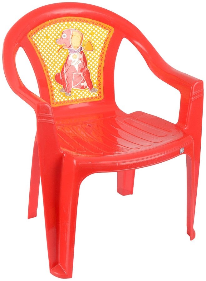 Samruddhi Tinu Plastic Kids Chair, 31 Cms X 30 Cms X 56.5 Cms, Red & Yellow - Image 1