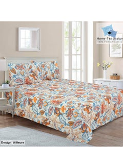 Home-Tex Design Hometex Design Premium 100% Long Stable Cotton Flat Bed Sheet Set King Size 1 Flat Sheet  240x260 cm and 2 Pillow Covers 50x80 cm Ailleurs 