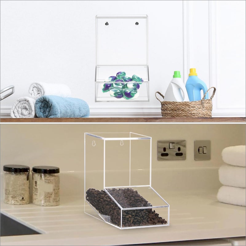 TPGP QWORK Acrylic Laundry Pods Container - Clear Candy Dispenser with Dual Lid, Holds 80 Pods - Image 2