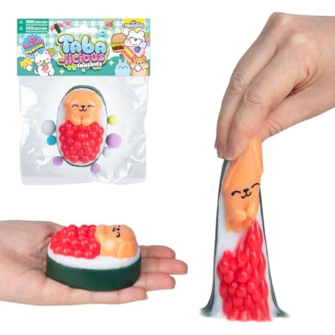ORB Tabalicious Snackies TABA Squishy Dog Sushi Roll Toy - Cute, Sticky TABA Squishy Food Themed Animal Stress Ball Squishies - Fun, Soft Kawaii Sensory Fidget Toys and Gifts for Kids and Adults - Image 1