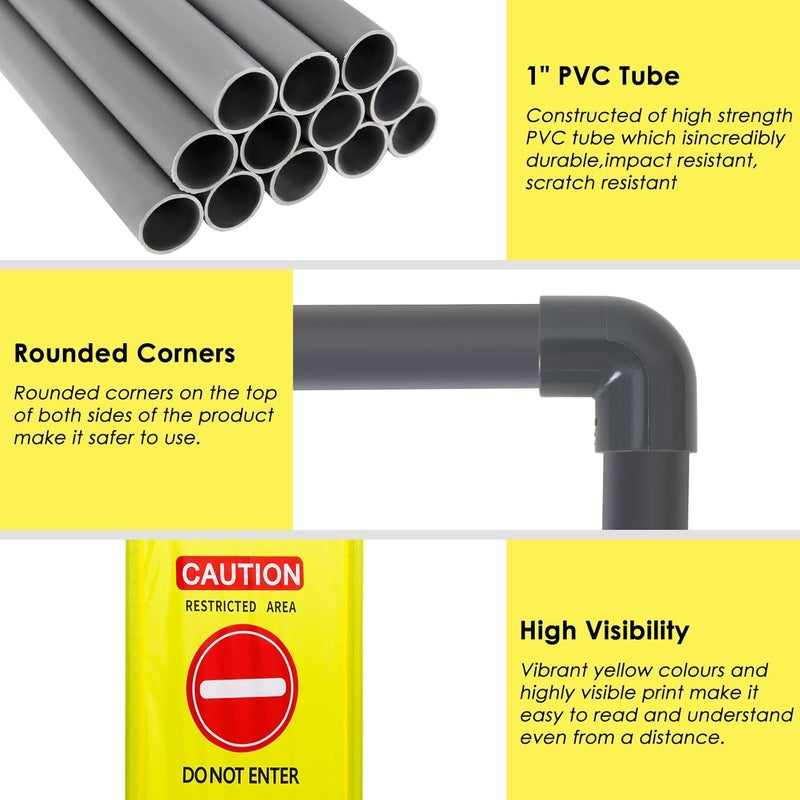 ACTREY 4 Panels Safety Barricade,7.8 FT Foldable Security Sign Barrier,Heavy Duty PVC Frame Barricade,DO NOT Enter" Gate High Visibility Caution Symbol Crowd Control - Image 3