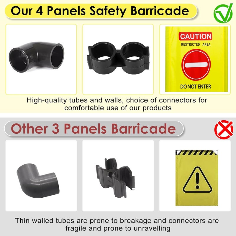 ACTREY 4 Panels Safety Barricade,7.8 FT Foldable Security Sign Barrier,Heavy Duty PVC Frame Barricade,DO NOT Enter" Gate High Visibility Caution Symbol Crowd Control - Image 4