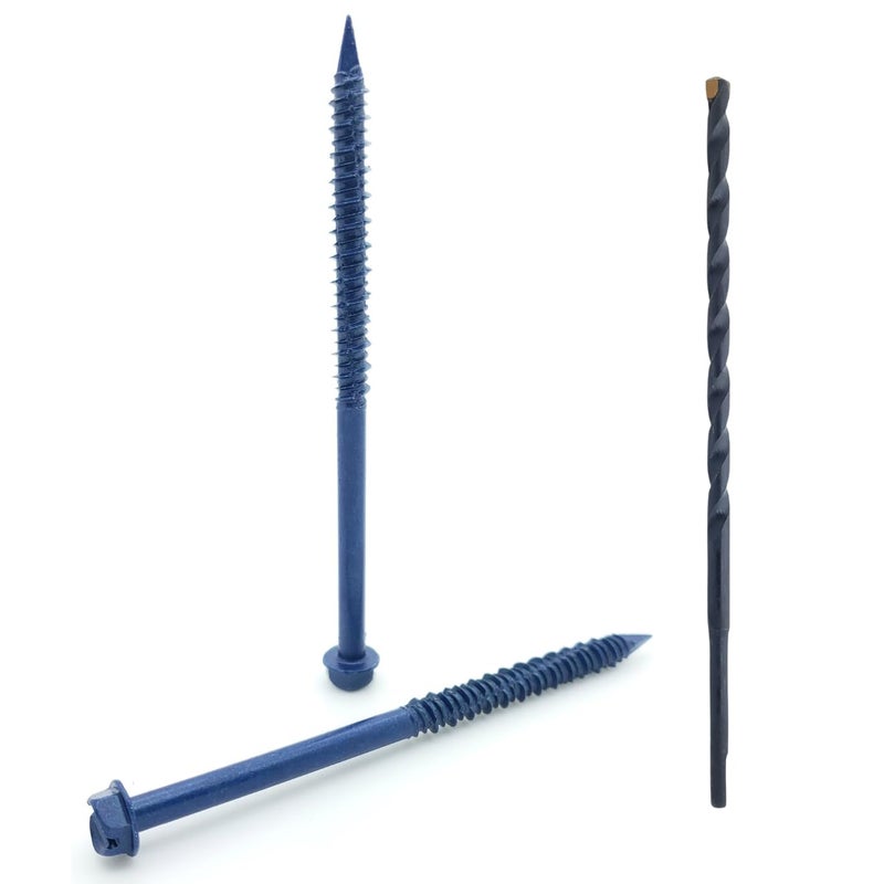 100 Qty 1/4"" X 4"" Hex Head Diamond Tip Concrete Screws To Anchor Masonry, Block & Brick (Bcp503)