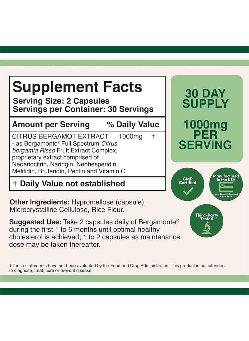 Double Wood Supplements - Citrus Bergamot Extract 60 X 500 Mg Capsules - Image 1