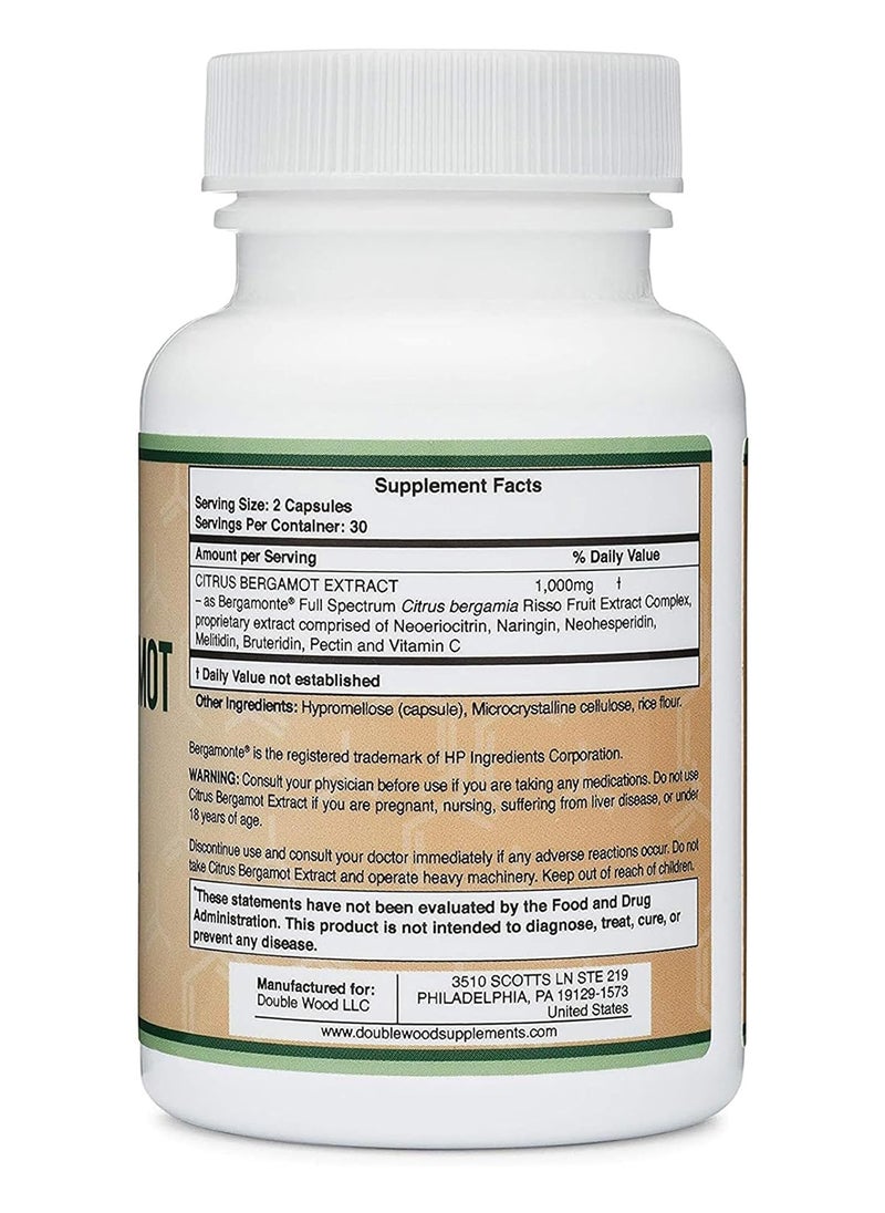 Double Wood Supplements - Citrus Bergamot Extract 60 X 500 Mg Capsules - Image 1