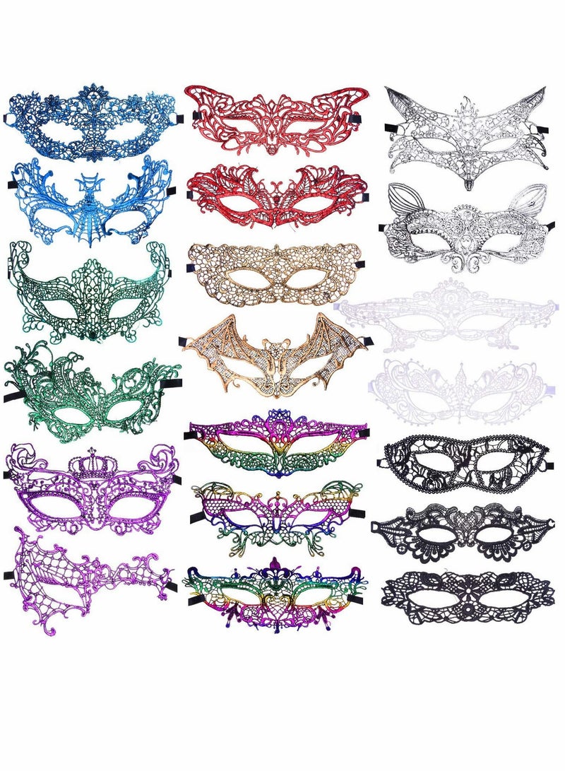 Masquerade Masks Bulk Lace Mask, 20 Pieces Women Venetian Mask for Party Ball - Image 1