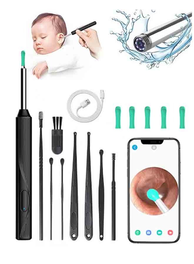 Arabest Ear Wax Removal Kit with Camera Otoscope Light 8 Ear Pickers and 6 Ear Scoops for iOS Android Phones - Black 75% Off - Image 1