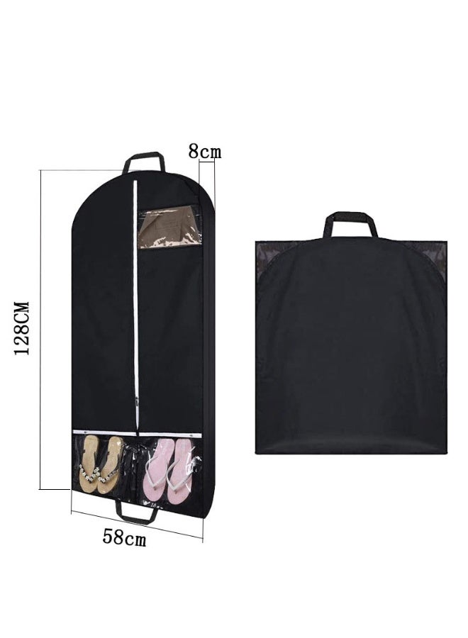 2 قطعة حقائب ملابس للسفر والتخزين، حقائب بدلة سفر مع جيبين شفافين حقيبة ملابس معلقة لتخزين الملابس مع مقابض - Image 3