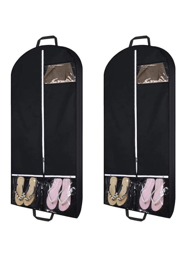 2 قطعة حقائب ملابس للسفر والتخزين، حقائب بدلة سفر مع جيبين شفافين حقيبة ملابس معلقة لتخزين الملابس مع مقابض - Image 1