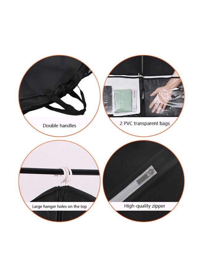 2 قطعة حقائب ملابس للسفر والتخزين، حقائب بدلة سفر مع جيبين شفافين حقيبة ملابس معلقة لتخزين الملابس مع مقابض - Image 4